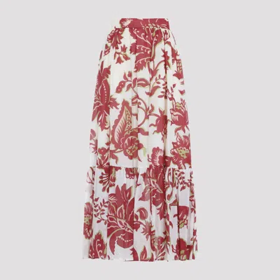 Etro Natural Floral Maxi Skirt Long In White