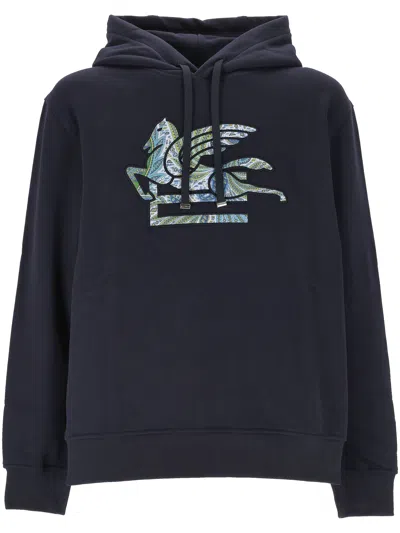 Etro Navy Blue Drawstring Hooded Sweatshirt