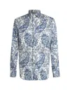 Etro Paisley-print Long-sleeve Shirt In Blue