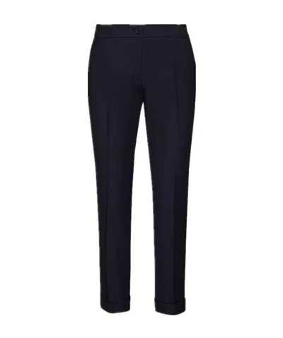 Etro Navy Blue High-rise Straight Casual Pants In Black