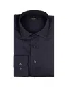 ETRO NAVY BLUE JACQUARD PAISLEY SHIRT