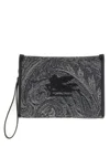Etro Navy Blue Pouch With Paisley Jacquard Motif In Blue