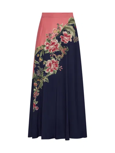 ETRO ETRO NAVY BLUE SILK SKIRT