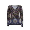 Etro Floral Patterned V-neck Knitted Top In Blue