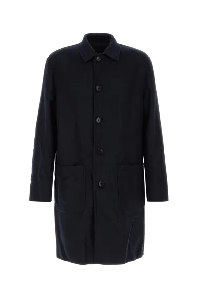 Etro Navy Blue Wool Blend Reversibile Coat