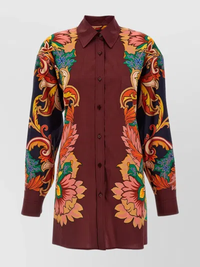 ETRO NECK COLLAR FLORAL PATTERN LONG SLEEVES SHIRT