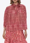 Etro Neck-tie Long-sleeved Blouse In Brown