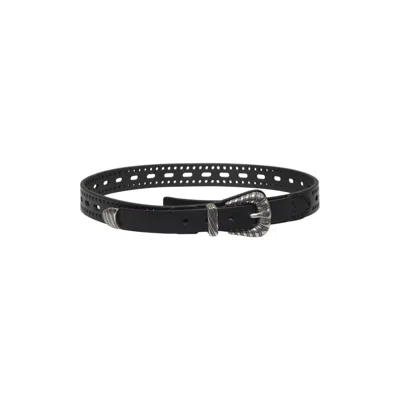 Etro Leather Belt With Perforated Details In Pink