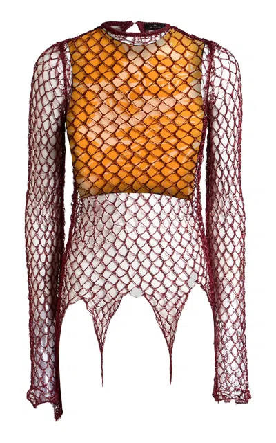 Etro Netted Knit Top In Burgundy