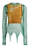 Etro Netted Knit Top In Green