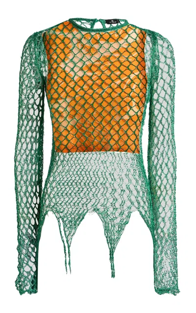Etro Netted Knit Top In Green