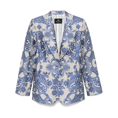 Etro Neutral Blue Jackets In Multicolor