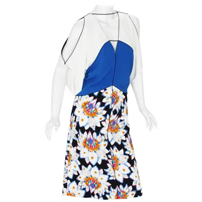 Pre-owned Etro New $4440  Runway Cold Shoulder Print Floral Stretch Dress It 44 - Us 8/10 In Gray