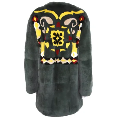 Pre-owned Etro New And Unique  Runway Abstract Design Fur Coat 42 - Us 6 In Black