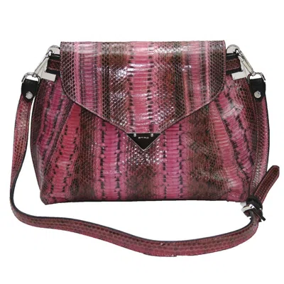 Pre-owned Etro New  Cornelia Runway Watersnake Leather Clutch Shoulder Bag In Brown