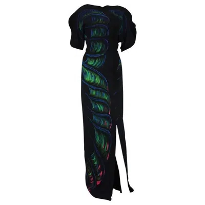 Pre-owned Etro New  Runway Collection Oversize Butterfly Print Stretch Black Gown 40 - 4