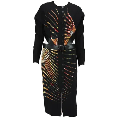 Pre-owned Etro New  Runway Cut-out Waist With Leather Belt Double Closure Dress It 42 Us 6 In Black