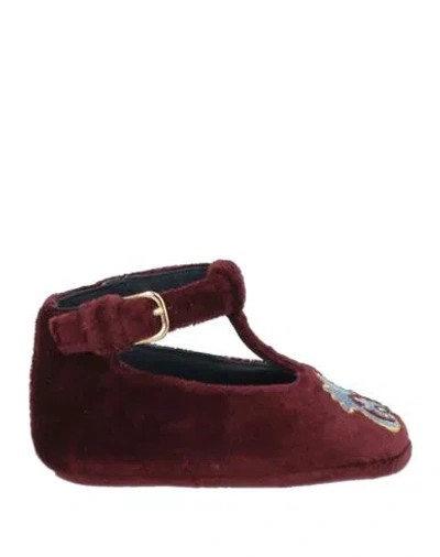 Etro Babies'  Newborn Girl Newborn Shoes Burgundy Size 3 Textile Fibers