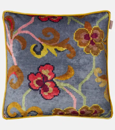 Etro Nimphea Velvet Cushion In Multi
