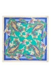 Etro Norma Paisley Silk Square Scarf In Print On Blue Base 3