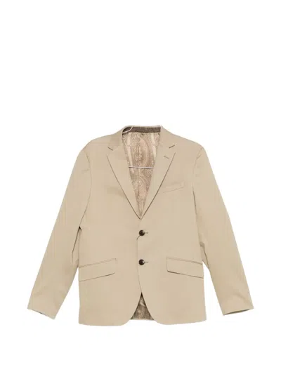 Etro Roma Single-breasted Cotton Blazer In Brown