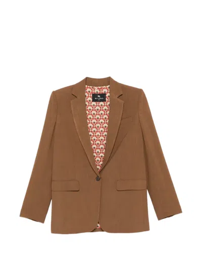 Etro Notched-lapel Jacket In Brown