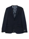 Etro Notched Patterned Blazer In Blue