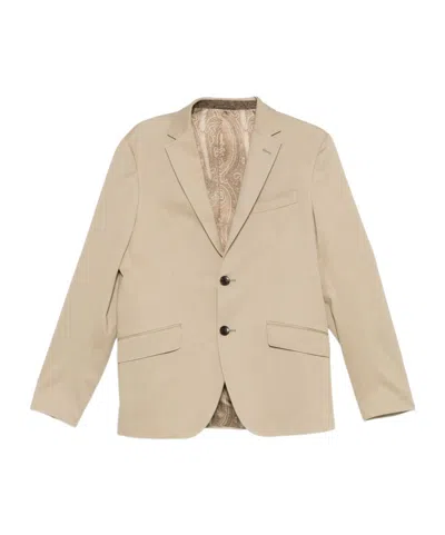 Etro Rome Single-breasted Cotton Jacket In Brown