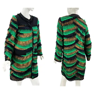Pre-owned Etro Nwt  Fringe Layered Silk Cardigan Coat Jacket Italian 40 - Us 4 In Black