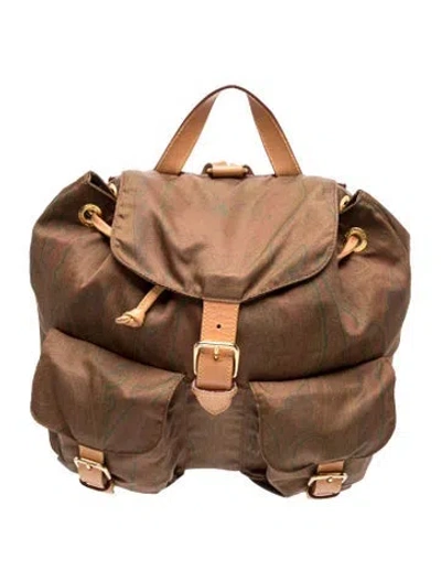 Pre-owned Etro Nylon Backpack In Green