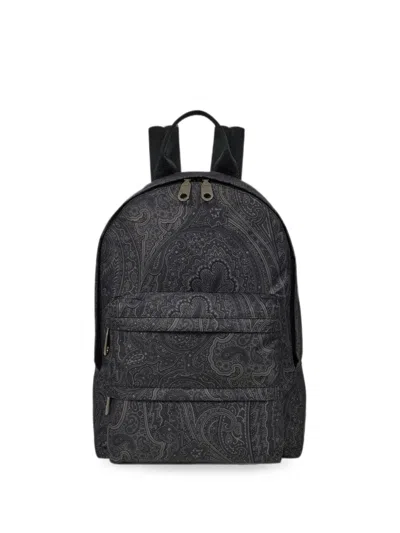Etro Nylon Backpack With Arnica Motif In Gray