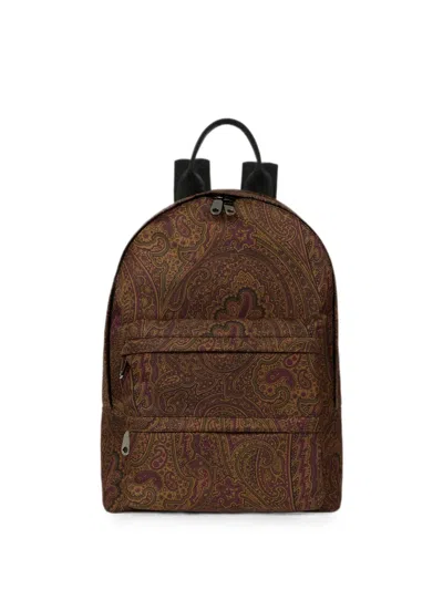 Etro Nylon Backpack With Arnica Motif In Purple