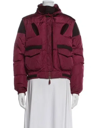 Pre-owned Etro Nylon Down Jacket In Burgundy
