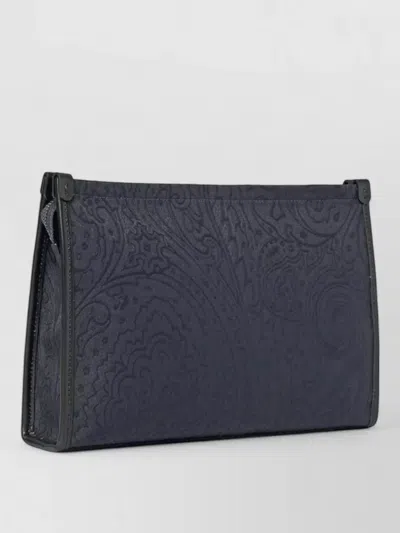 Etro Nylon Jacquard Clutch Pouch Paisley Pattern In Purple