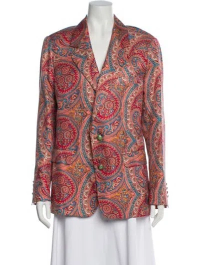 Pre-owned Etro Nylon Paisley Print Blazer In Pink