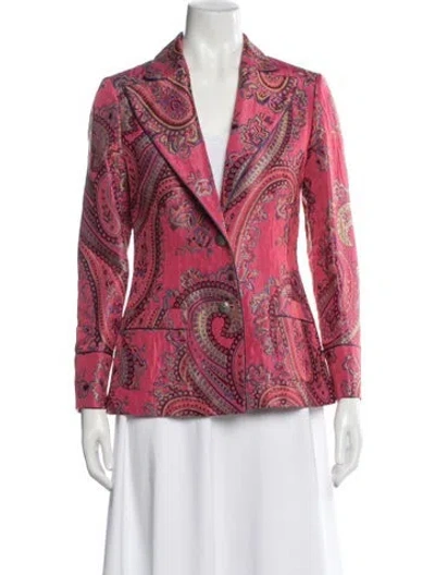 Pre-owned Etro Nylon Paisley Print Blazer In Pink