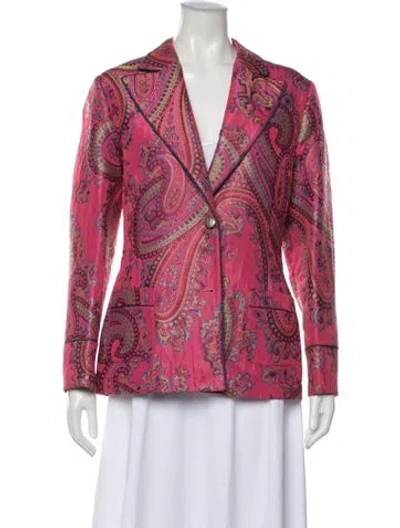 Pre-owned Etro Nylon Paisley Print Blazer In Pink