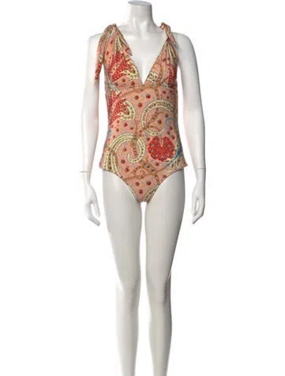 Pre-owned Etro Nylon Paisley Print Bodysuit In Purple