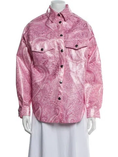 Pre-owned Etro Nylon Paisley Print Jacket In Pink