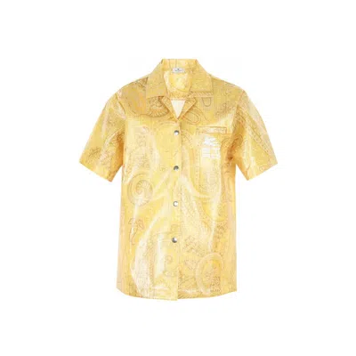 Etro Coated Paisley-print Ripstop Shirt In Yellow