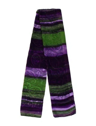 Pre-owned Etro Nylon Striped Scarf In Green