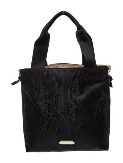 Pre-owned Etro Nylon Top Handle Bag In Black
