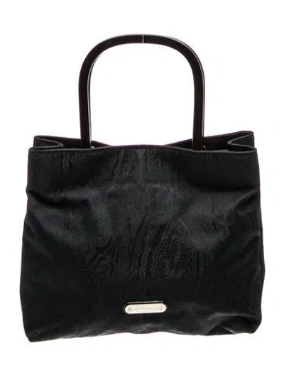 Pre-owned Etro Nylon Top Handle Bag In Black