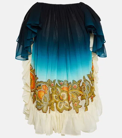 Etro Silk Dress In Blue