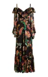Etro Off-the-shoulder Silk Maxi Dress In Multi