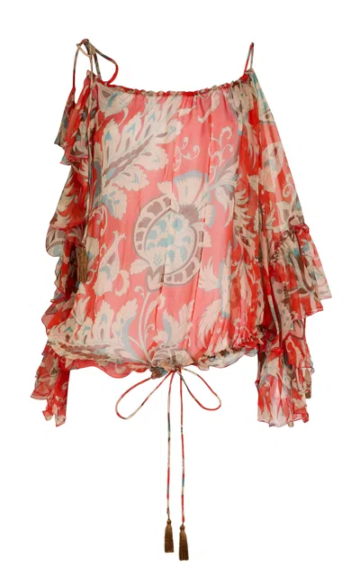 Etro Off-the-shoulder Silk Top In Multi