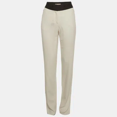 Pre-owned Etro Off White Crepe High Rise Trousers M