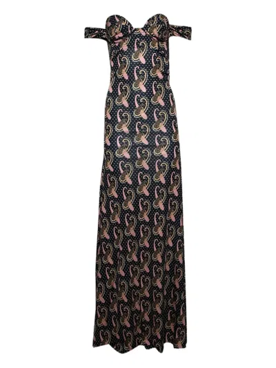 Etro Off-shoulder Paisley-print Maxi Dress In Black