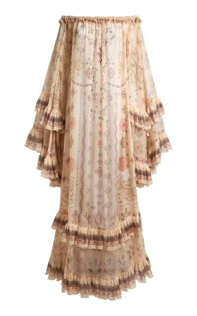 Etro Off-the-shoulder Silk Maxi Dress In Multi