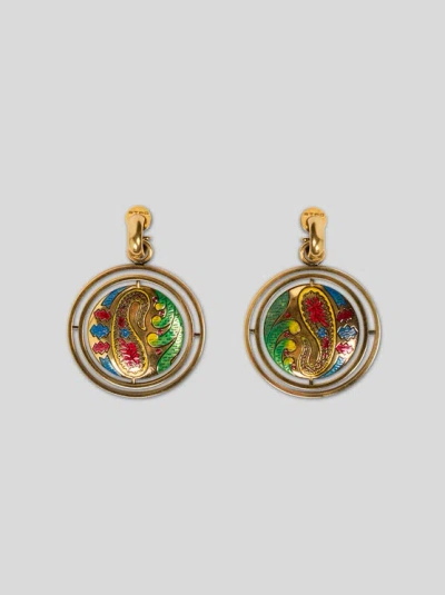 ETRO , DROP EARRINGS WITH PAISLEY BUTTON, WOMAN, GOLD